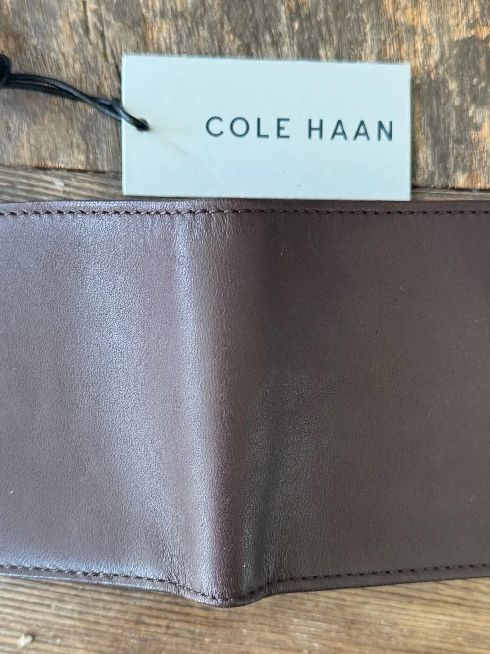 Cole Haan Dark Brown Leather Bi-Fold Card Holder